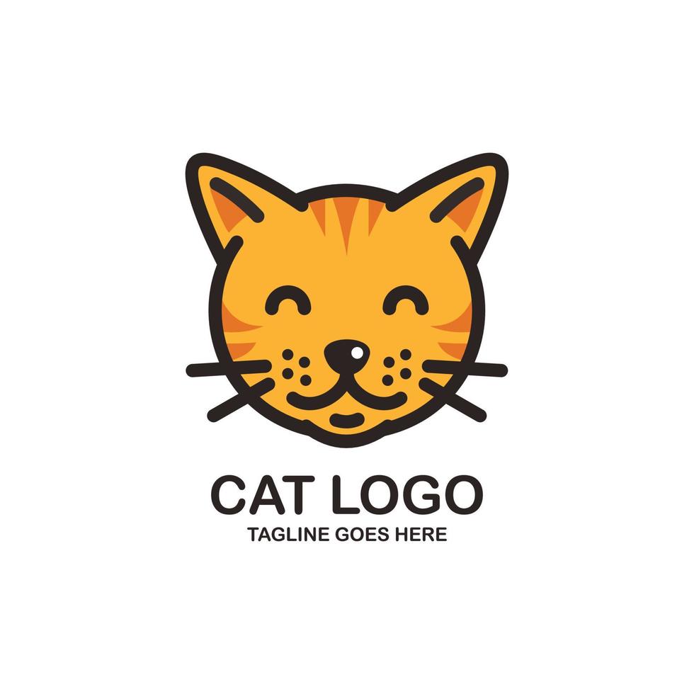 design de logotipo de cara de gato fofo vetor