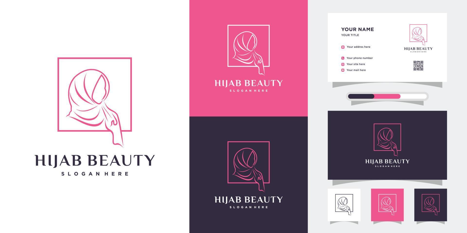 design de logotipo de beleza hijab com estilo e conceito criativo vetor