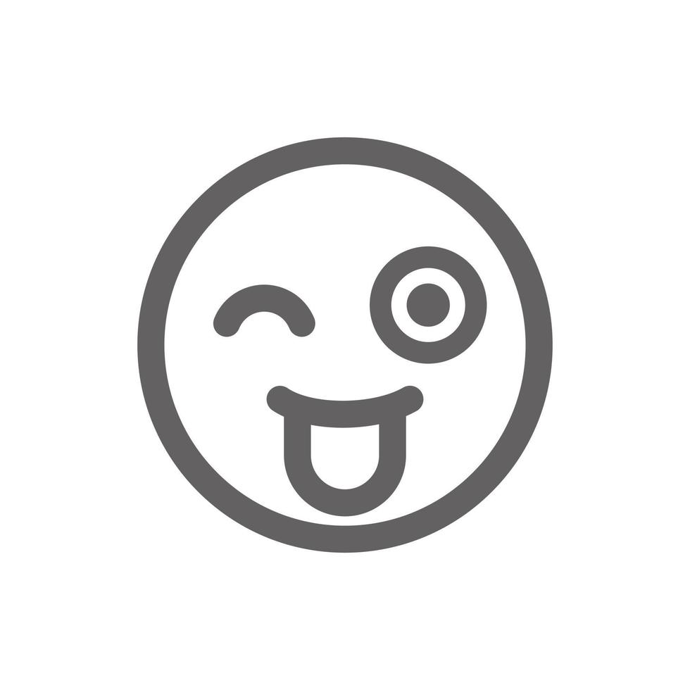 sorrindo com o ícone de emoji de língua. perfeito para site ou aplicativo de mídia social. sinal e símbolo de vetor