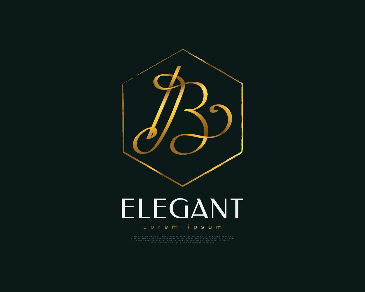 logotipo de assinatura de letra b de ouro de luxo. logotipo de letra b elegante e minimalista com estilo de caligrafia vetor