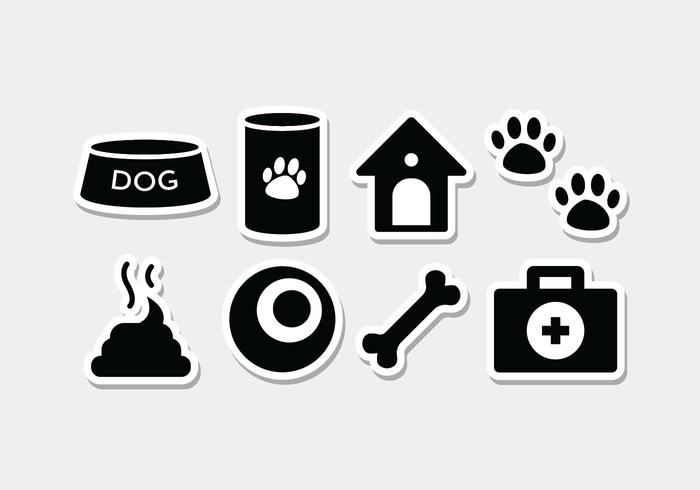 Conjunto de ícones de adesivos para cães grátis vetor