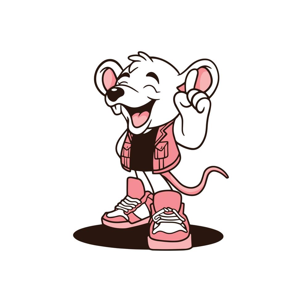 personagens de logotipo de mouse fofo com jaquetas e sapatos vetor