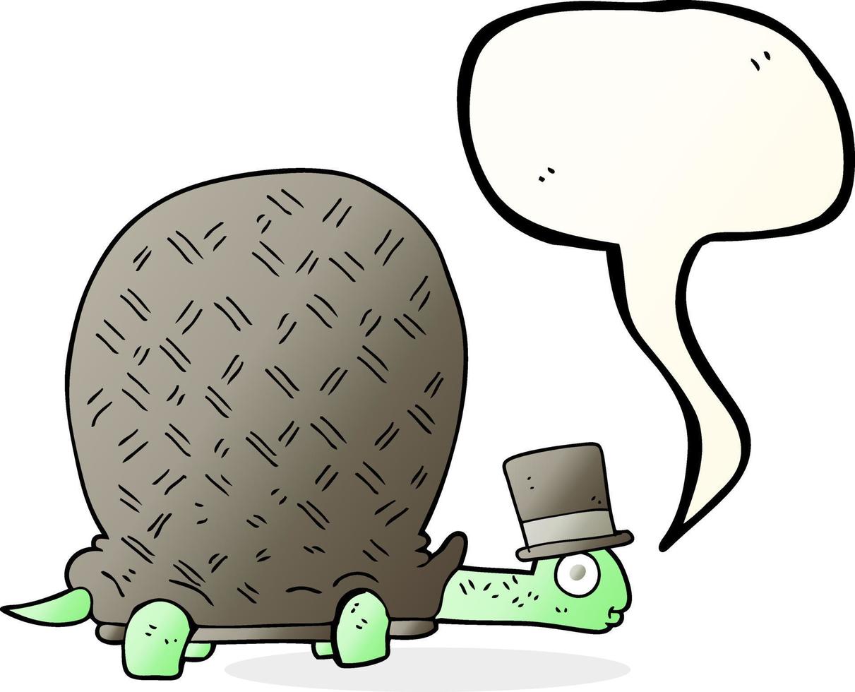 tartaruga de desenho animado de bolha de fala desenhada à mão livre vetor