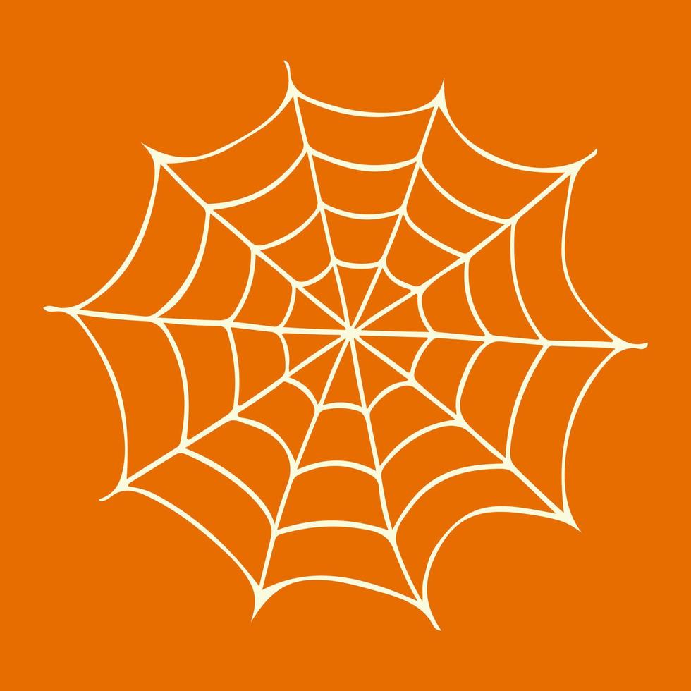 elemento de teia de aranha de halloween. ilustração vetorial desenhada à mão com teias de aranha. clipart isolado em fundo laranja. decoração de festa de halloween, scrapbooking, têxtil, design de cartões, papel de parede. vetor