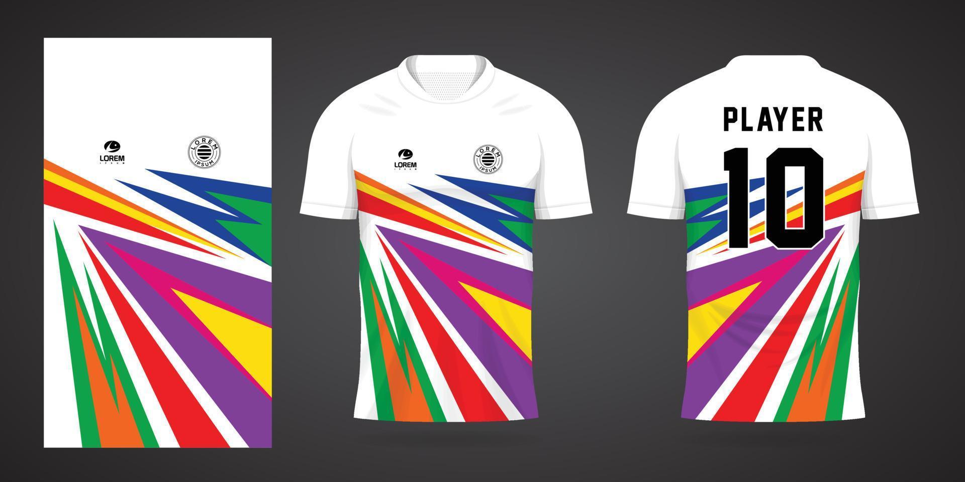 modelo de design de esporte de camisa de futebol colorida vetor