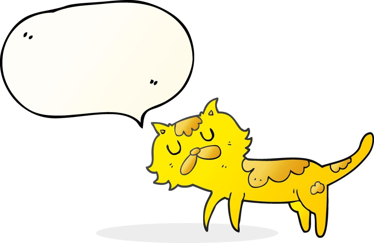 gato de desenho animado de bolha de fala desenhada à mão livre vetor