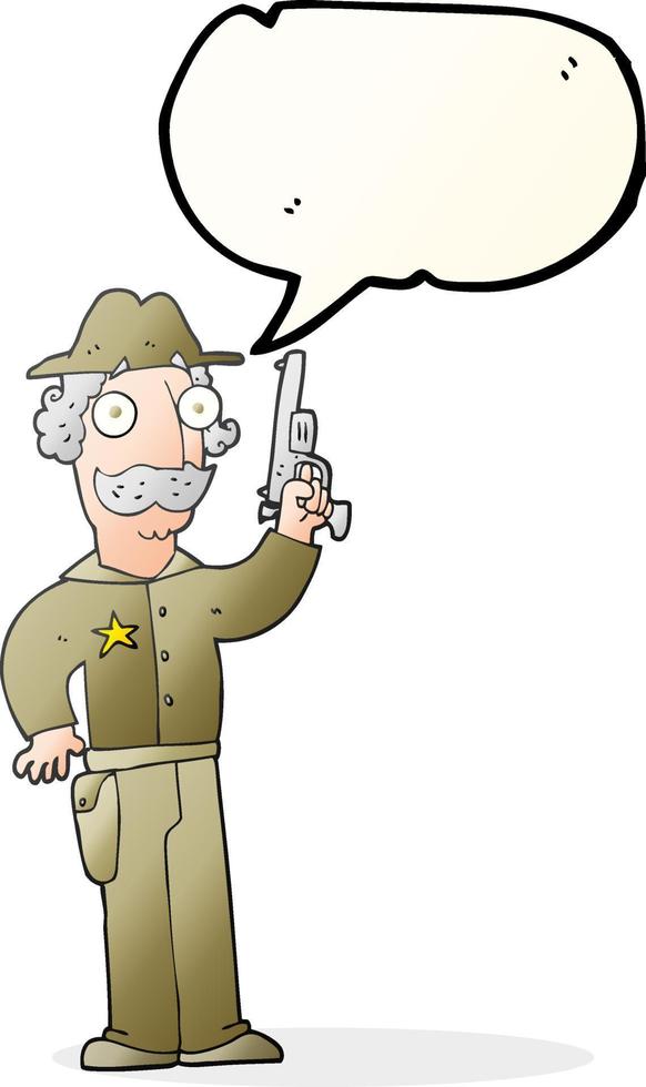 xerife de desenho animado de bolha de fala desenhada à mão livre vetor