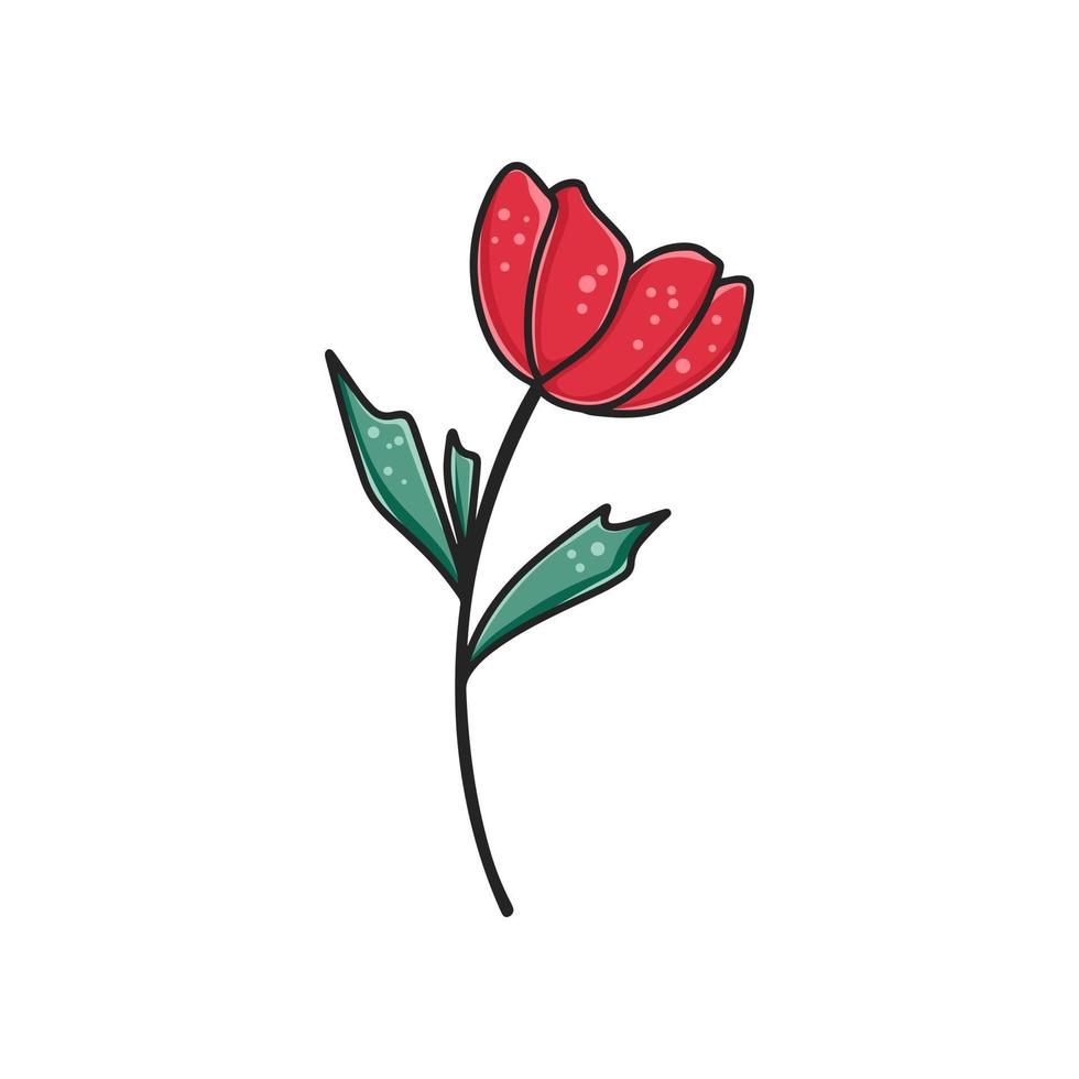 clipart de linda flor vermelha única vetor