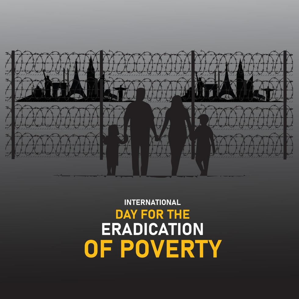 O Dia Internacional para a Erradicação da Pobreza é uma observância internacional celebrada todos os anos em 17 de outubro em todo o mundo. ilustração vetorial. vetor