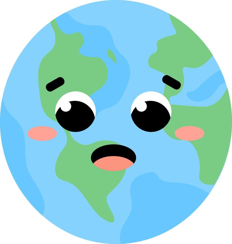 planeta terra bonito colorido com rosto kawaii para design de jogos para crianças ou cartazes de ciência astronômica vetor