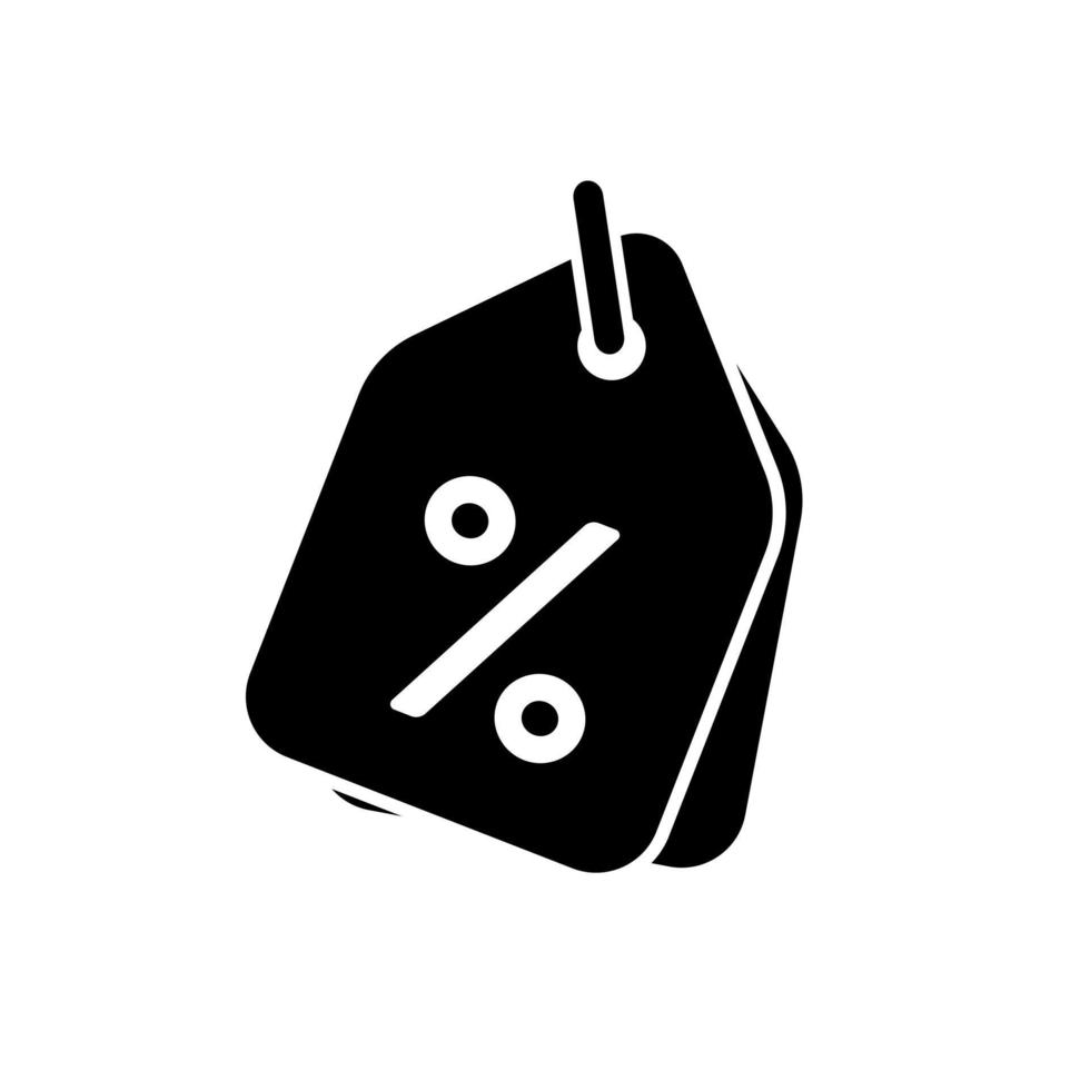 ícone de etiqueta de desconto preto e branco em fundo isolado vetor