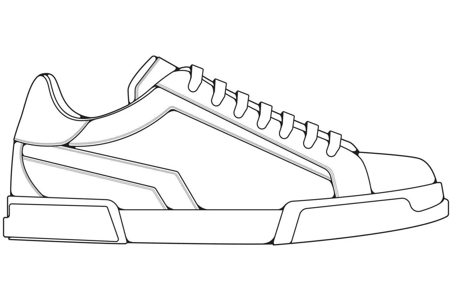 delinear tênis legal. vetor de desenho de contorno de tênis de sapatos, tênis desenhados em um estilo de desenho.