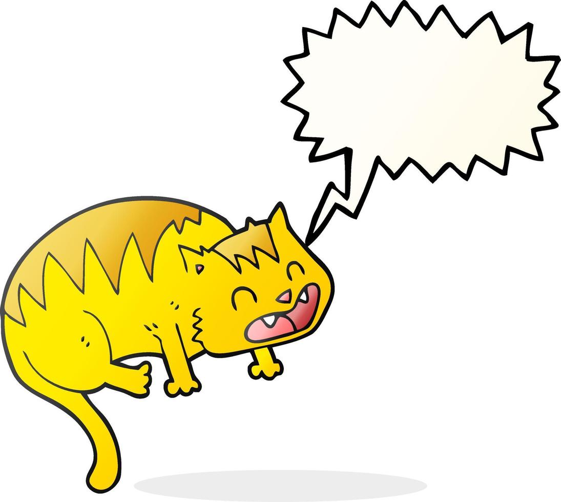 gato de desenho animado de bolha de fala desenhada à mão livre vetor