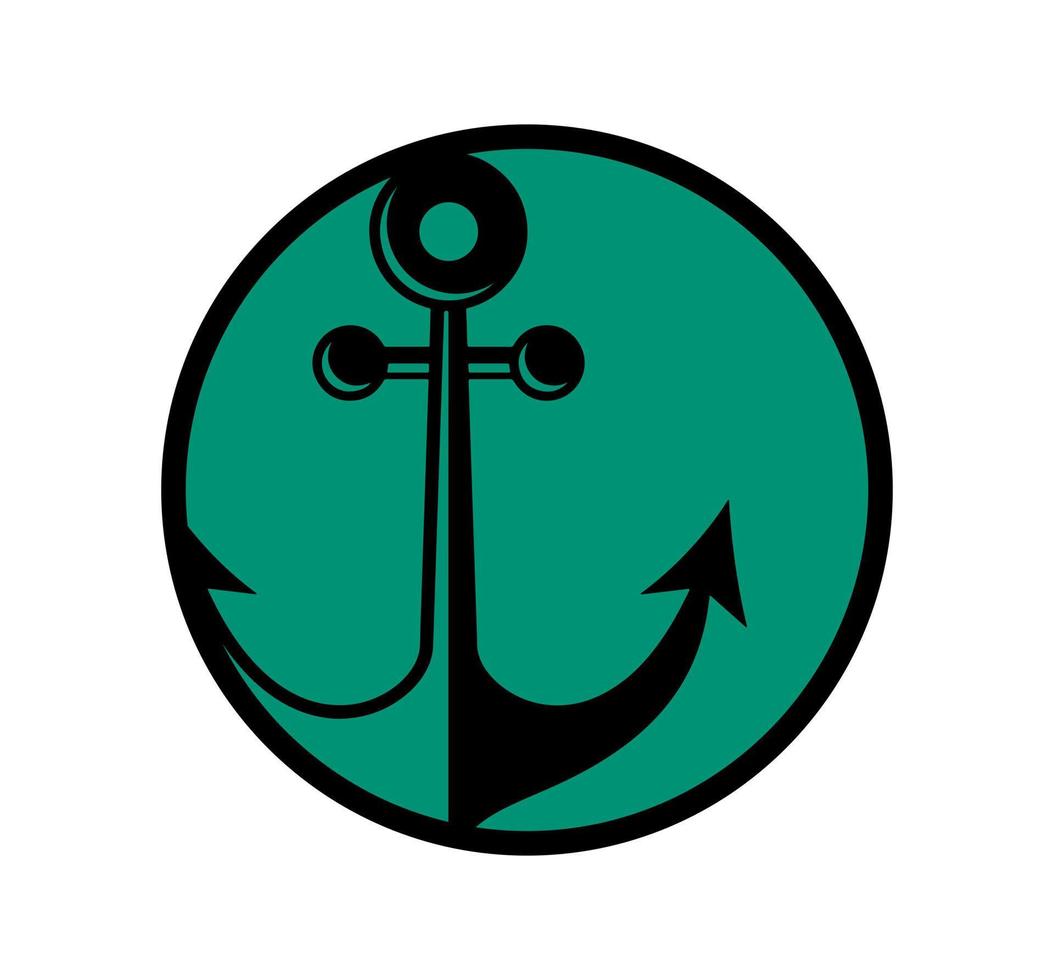 design de logotipo de âncora com círculo verde isolado no branco. muito original e diferente. adequado para empresas e negócios em qualquer setor. vetor eps 10