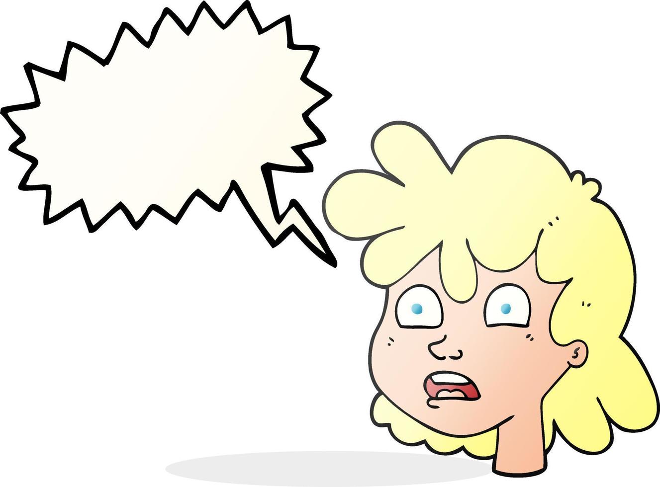 rosto feminino de desenho animado de bolha de fala desenhada à mão livre vetor