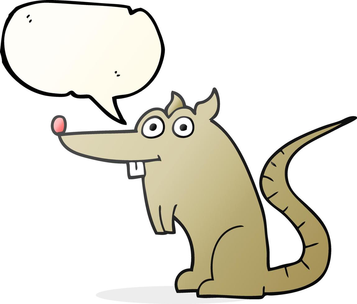 rato de desenho animado de bolha de fala desenhada à mão livre vetor