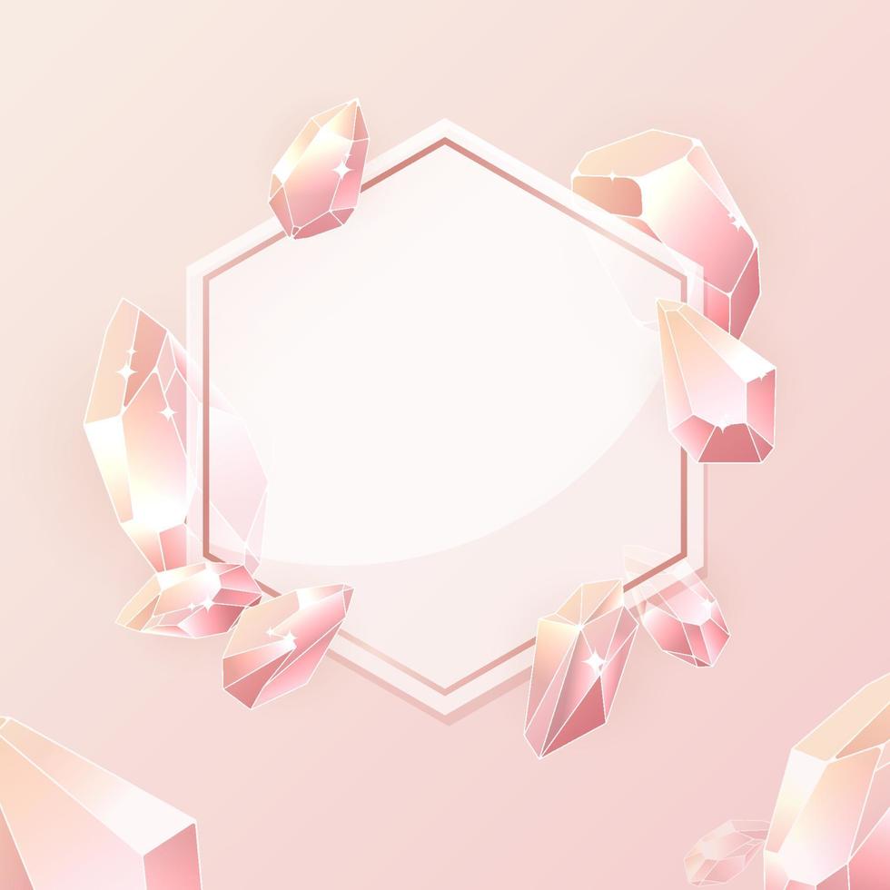 pedras preciosas de ouro rosa de luxo com forma hexagonal vetor