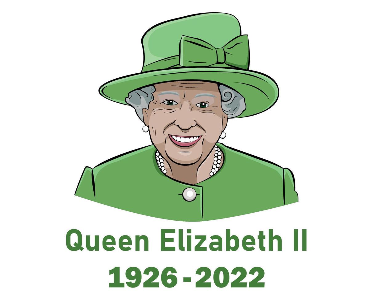 rainha elizabeth terno 1926 2022 rosto retrato verde britânico reino unido nacional europa país ilustração vetorial design abstrato vetor