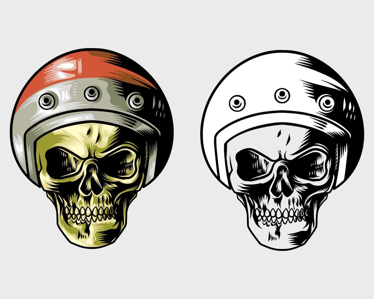 crânio de capacete de motocicleta único e adorável vetor