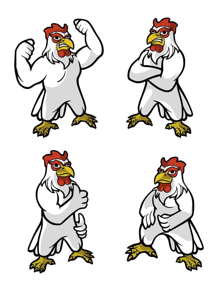 uma coleção de poses de frango únicas e adoráveis vetor