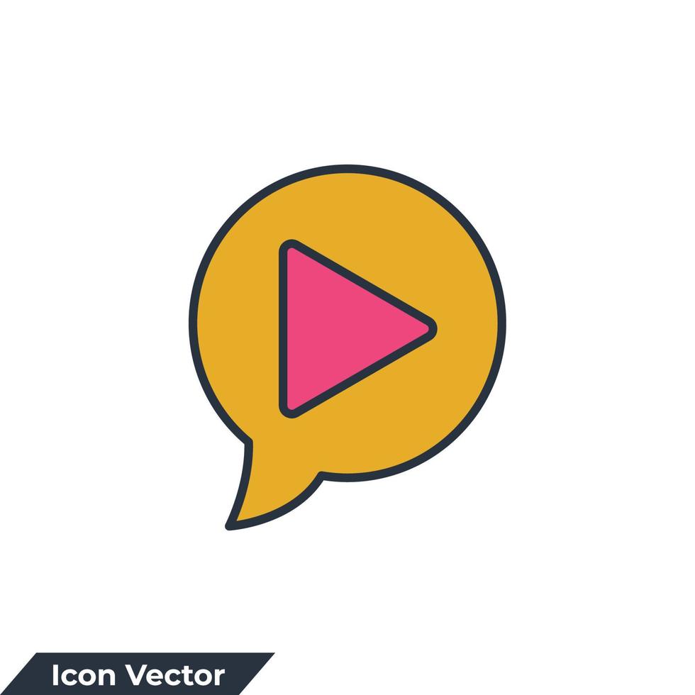 ilustração em vetor vídeo ícone logotipo. reproduzir vídeo no modelo de símbolo de bate-papo de bolha para coleção de design gráfico e web