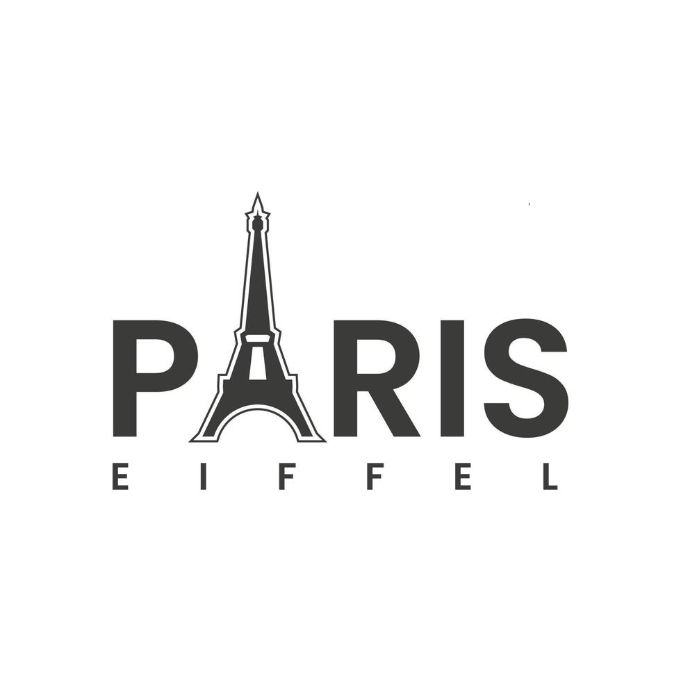 logotipo de sinal de palavra paris na letra a. modelo de design da torre eiffel, símbolo, ícone vetor