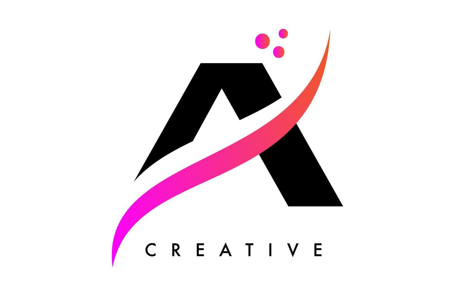 um design de logotipo de carta com swoosh criativo elegante e vetor de pontos