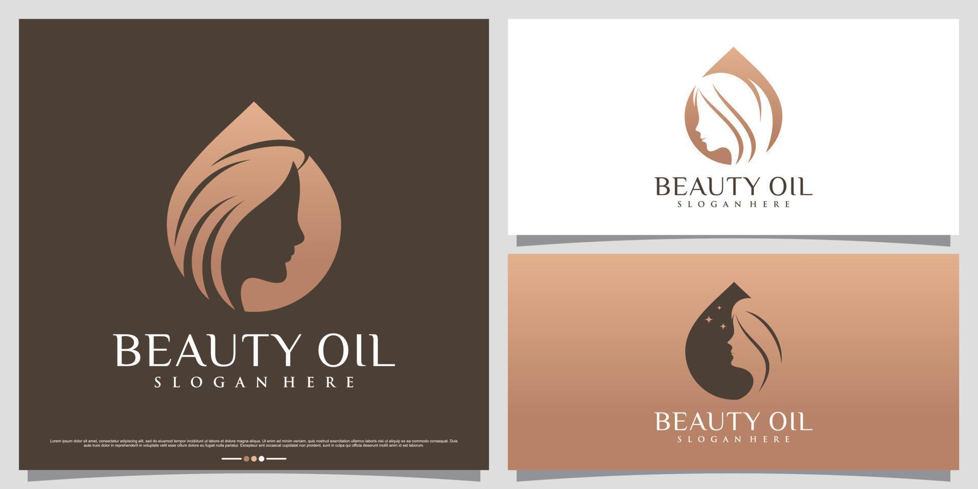 conjunto de pacote de design de logotipo de óleo de beleza para ícone de salão de spa com conceito moderno criativo vetor