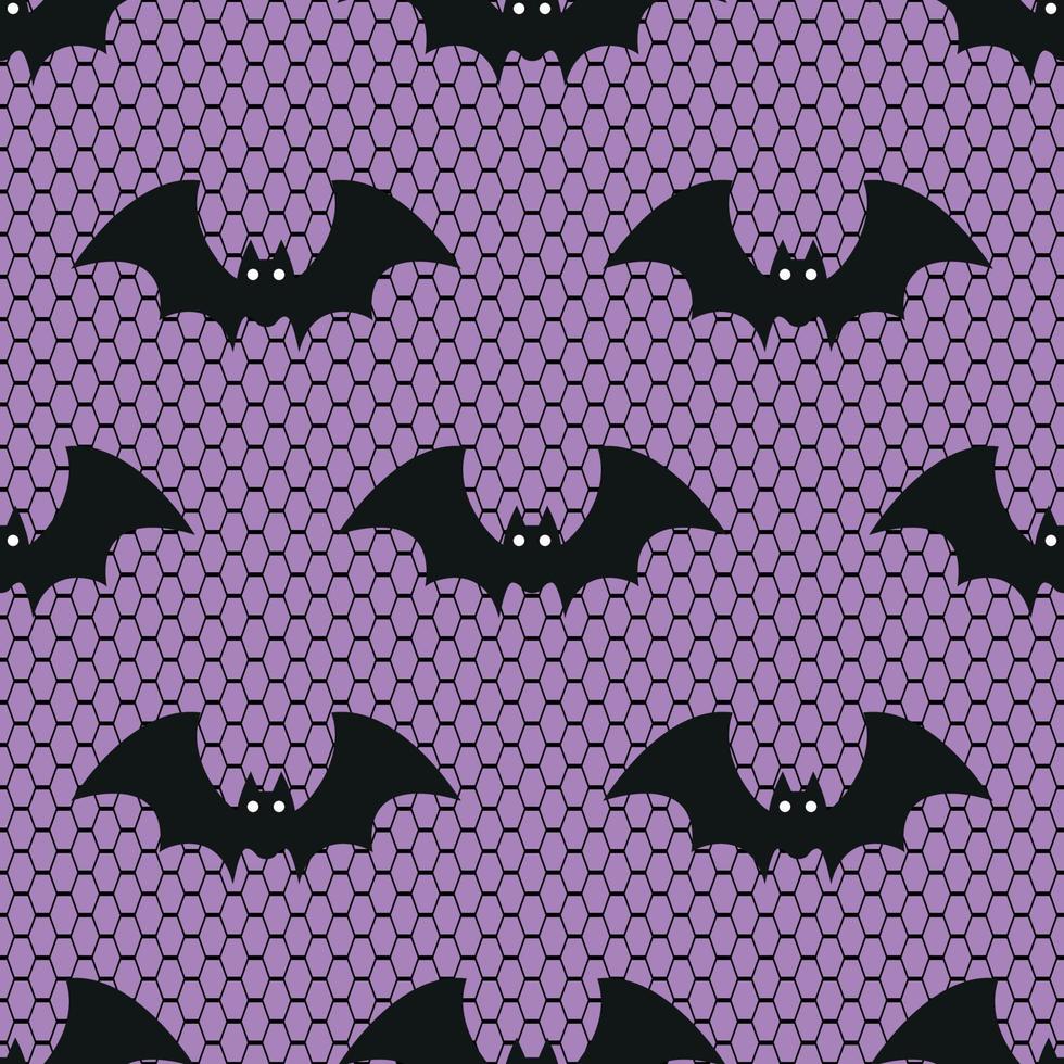 sem costura padrão com morcegos de halloween de renda em fundo roxo. perfeito para tecido de halloween, papel de parede ou design de papel de embrulho. vetor
