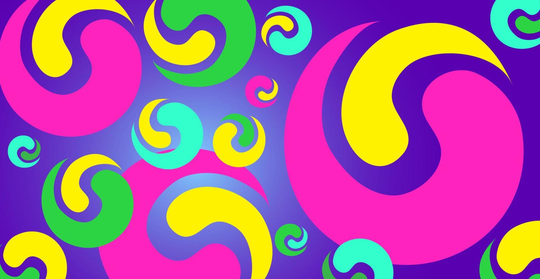 padrão simples com formas geométricas. elementos yin yang em diferentes paletas de cores em um fundo gradiente. vetor