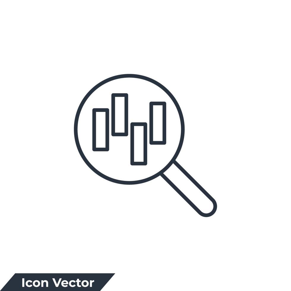 ilustração em vetor logotipo ícone análise. lupa com modelo de símbolo de gráfico de barras para coleção de design gráfico e web