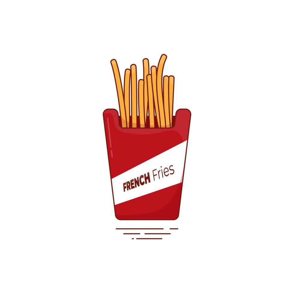 batatas fritas com design simples de desenho animado para design de publicidade de alimentos vetor