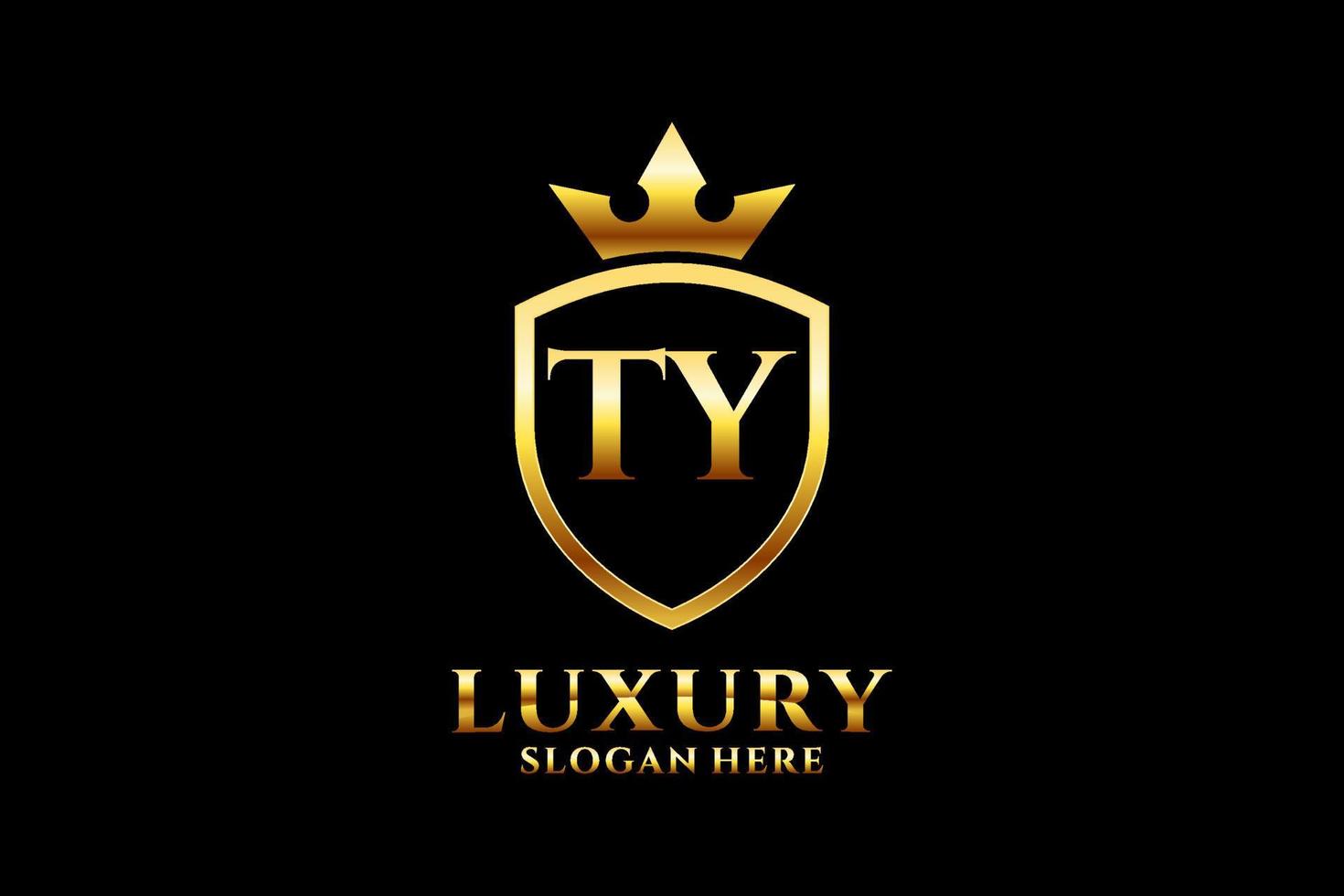 logotipo de monograma de luxo elegante inicial ou modelo de crachá com pergaminhos e coroa real - perfeito para projetos de marca luxuosos vetor