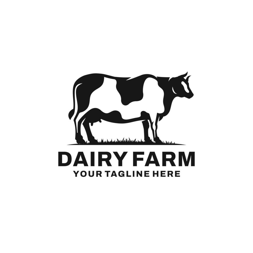 vetor de design de logotipo de fazenda leiteira. logotipo da vaca