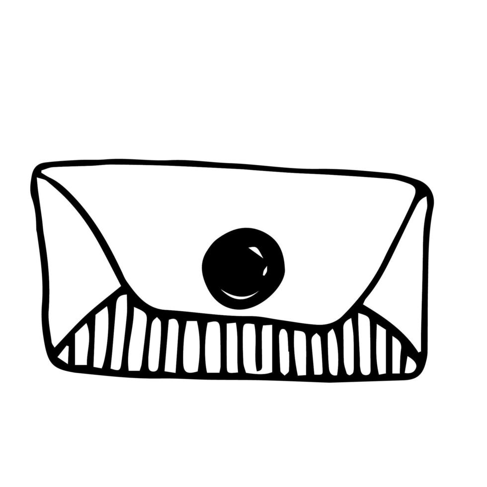 ilustração em vetor de um envelope postal com um selo de lacre. um doodle desenhado à mão. mensagem, cartão postal, comunicação.