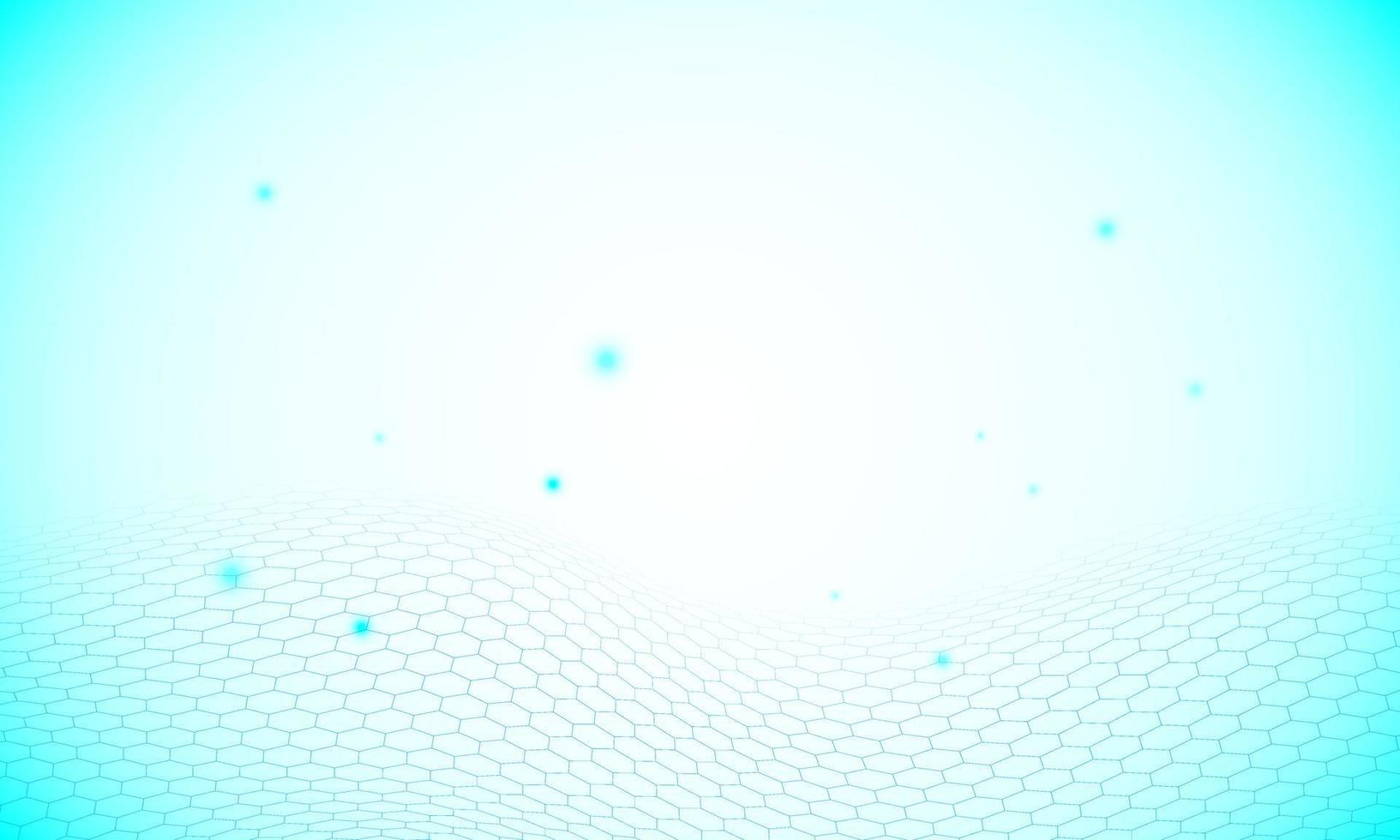 perspectiva azul hexagonal com ponto azul. vetor