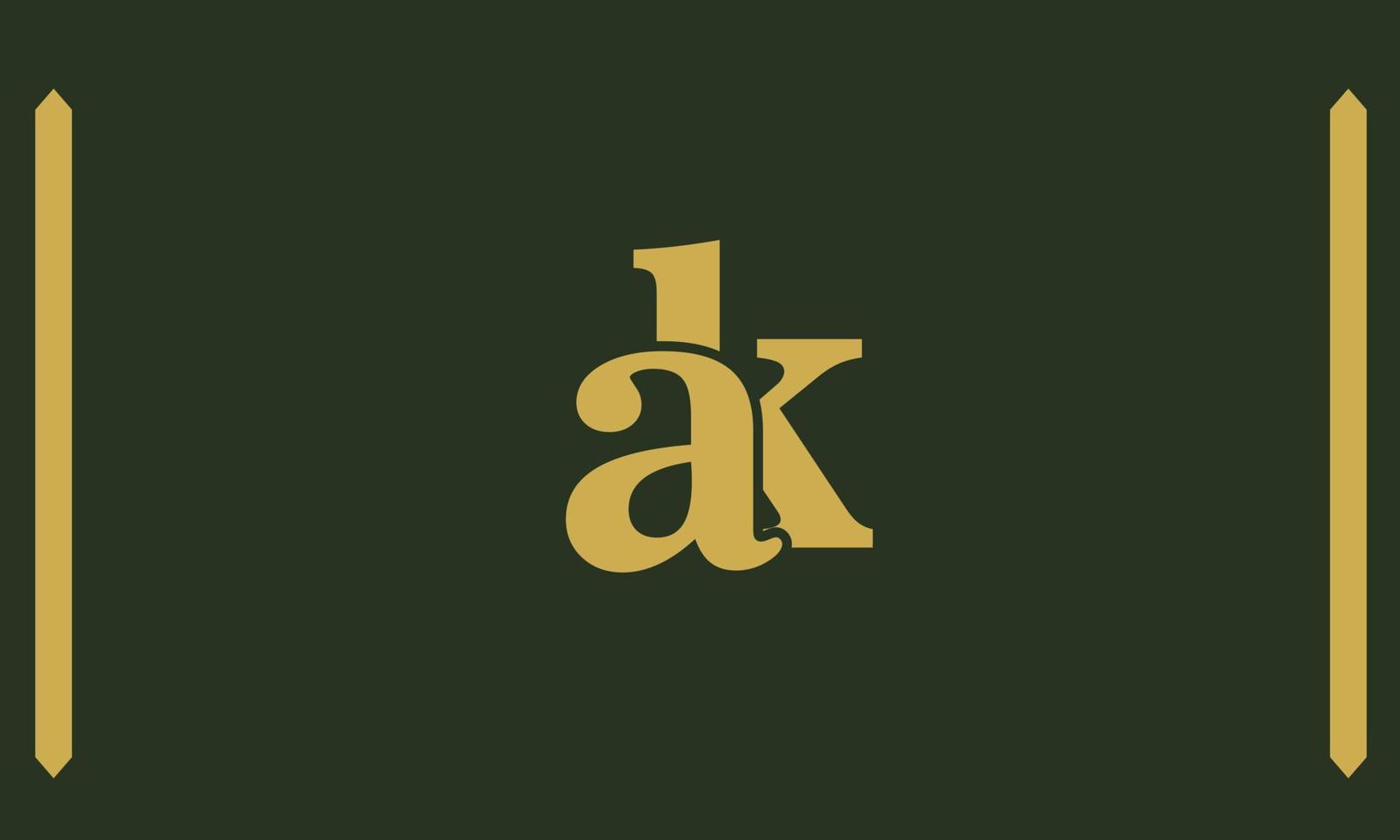 letras do alfabeto iniciais monograma logotipo ak, ka, a e k vetor