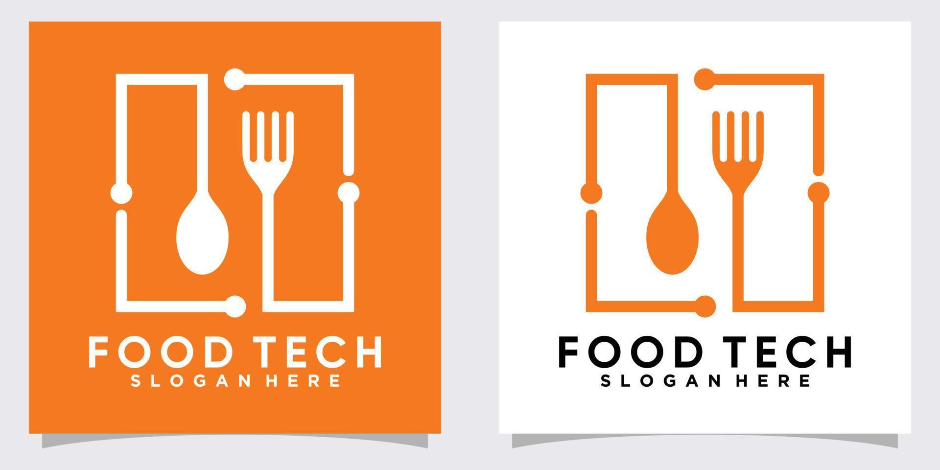 design de logotipo de tecnologia de alimentos com estilo e conceito criativo vetor