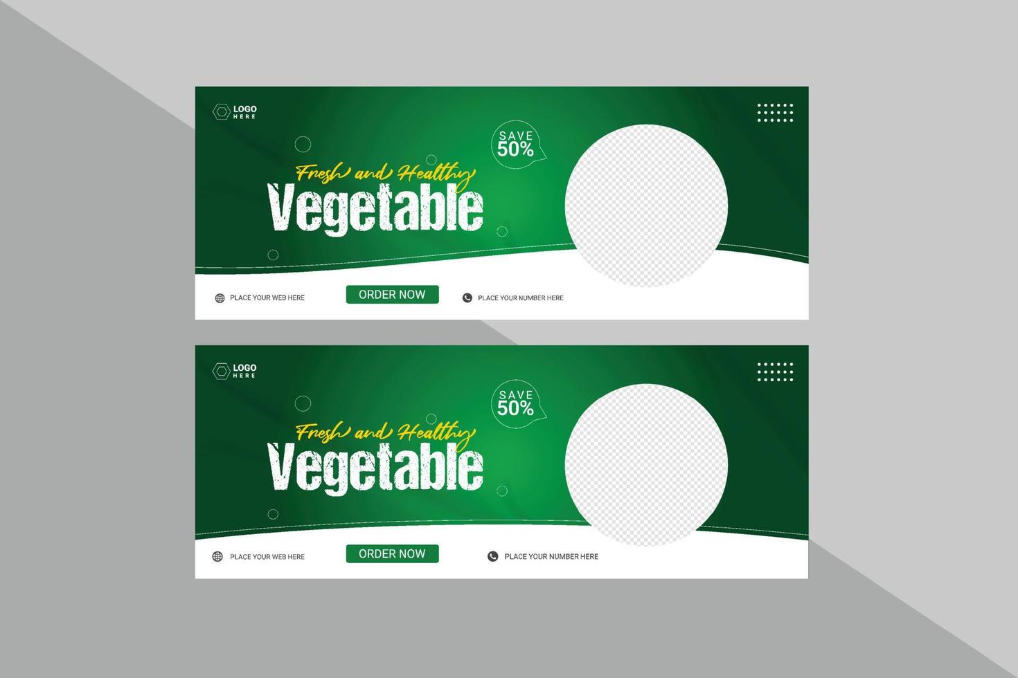 modelo de banner de capa de mídia social de alimentos orgânicos fundo verde vetor