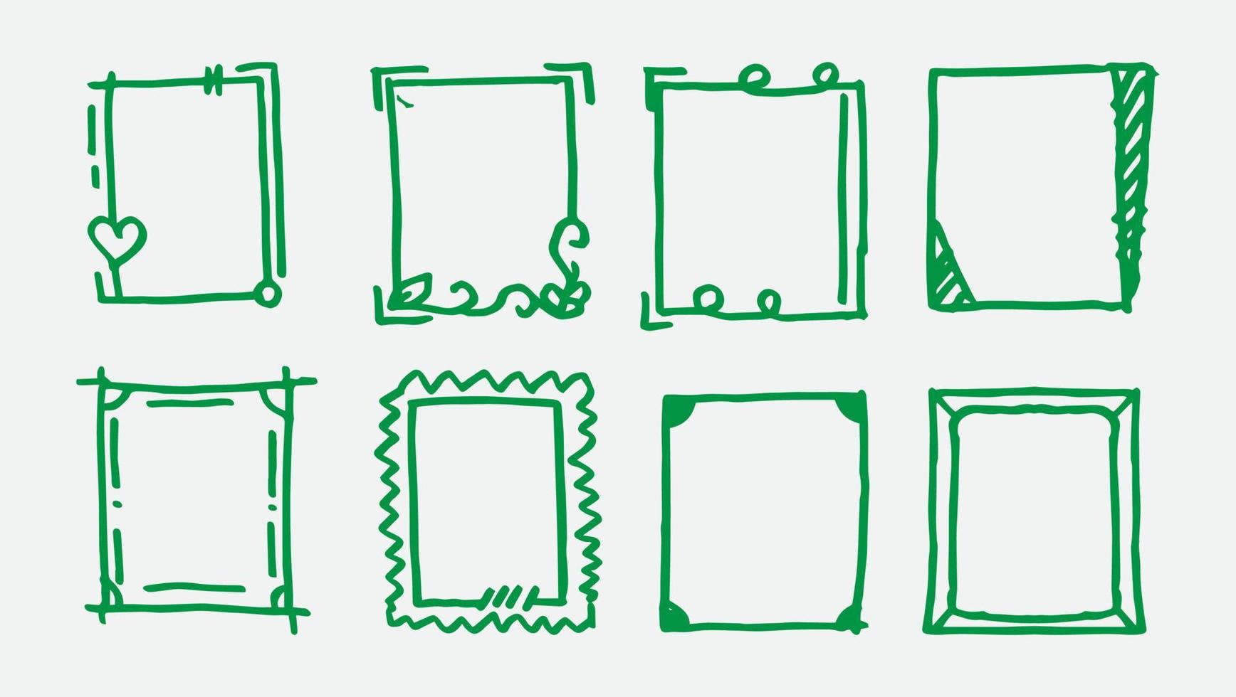 definir conjunto de ilustração vetorial de quadros de doodle vetor