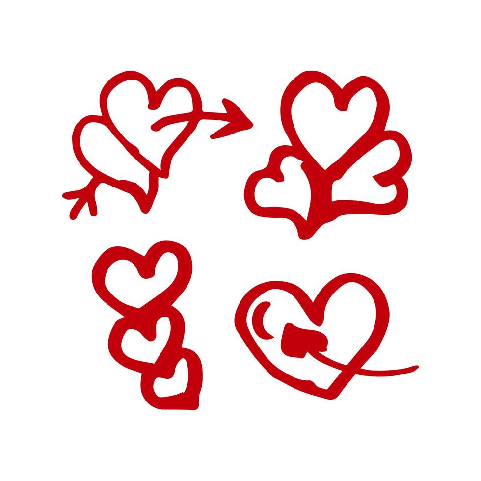 doodle desenhado à mão redemoinhos de amor setas vetor de elemento de decoração