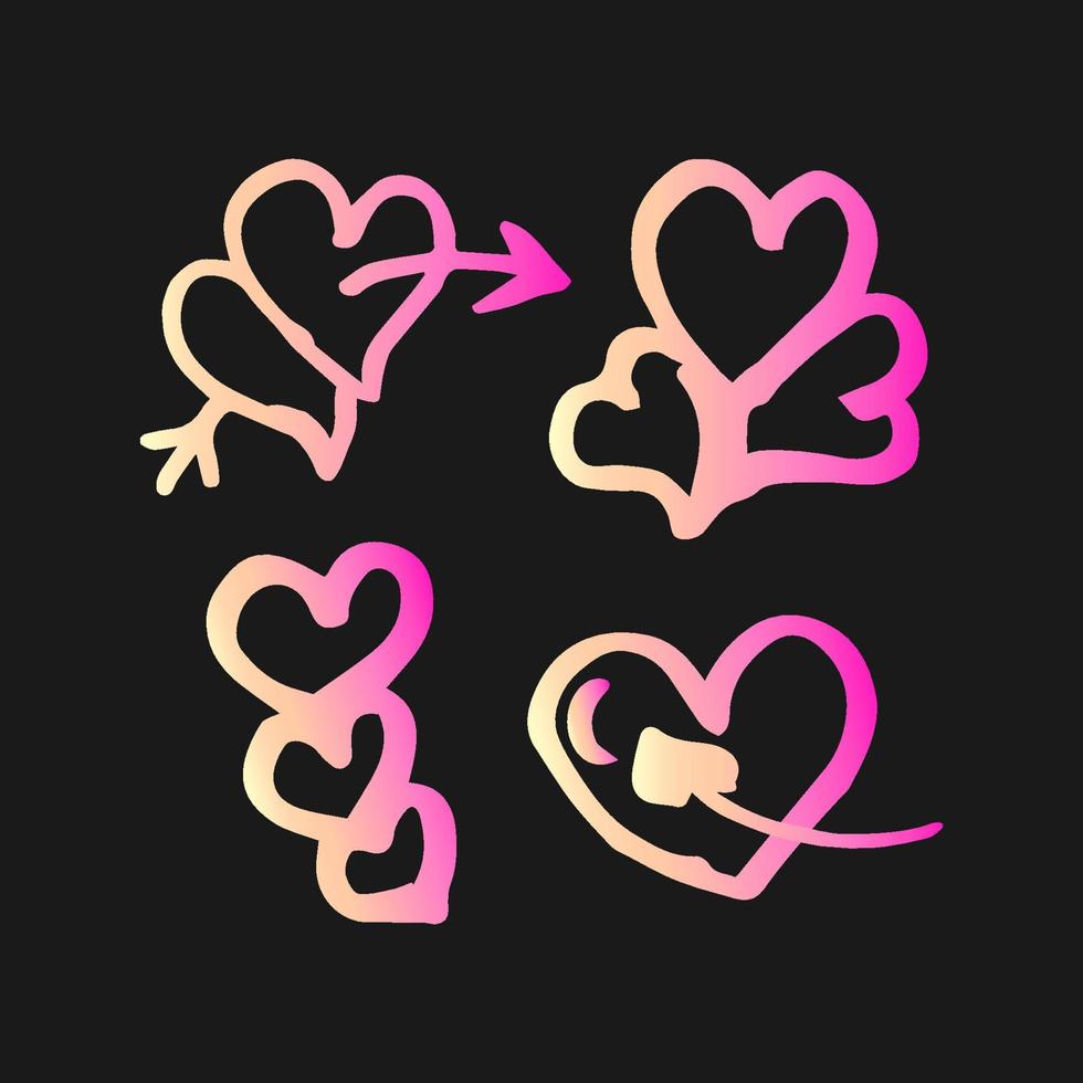 doodle desenhado à mão redemoinhos de amor setas vetor de elemento de decoração