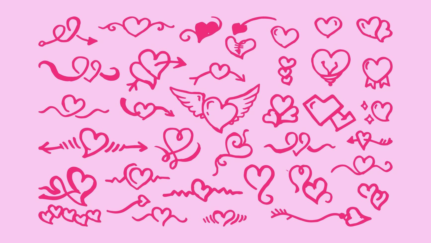 conjunto de coleção de vetor de amor doodle fofo