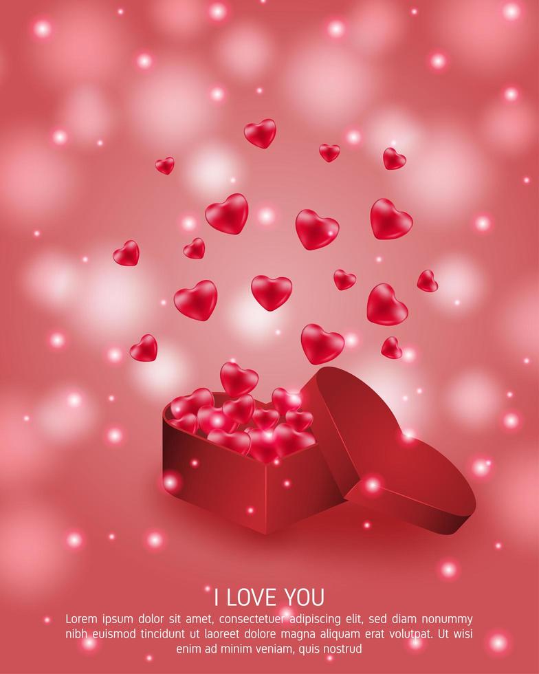 cartaz do dia dos namorados com corações saindo da caixa do coração vetor