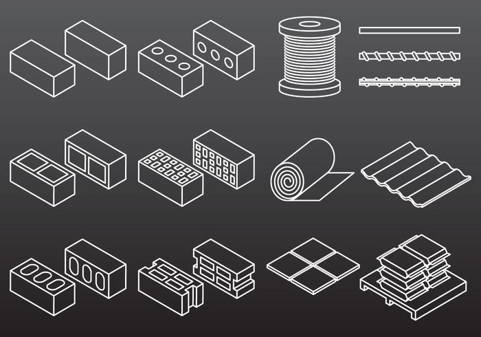 Ícones de material de construção vetor