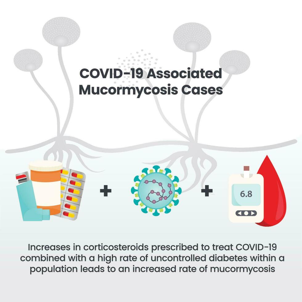 infográfico de ilustração vetorial de mucormicose associada ao covid-19 vetor