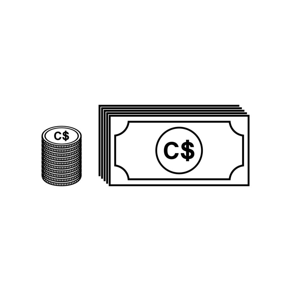 moeda do Canadá, cad, símbolo do ícone do dólar canadense. ilustração vetorial vetor