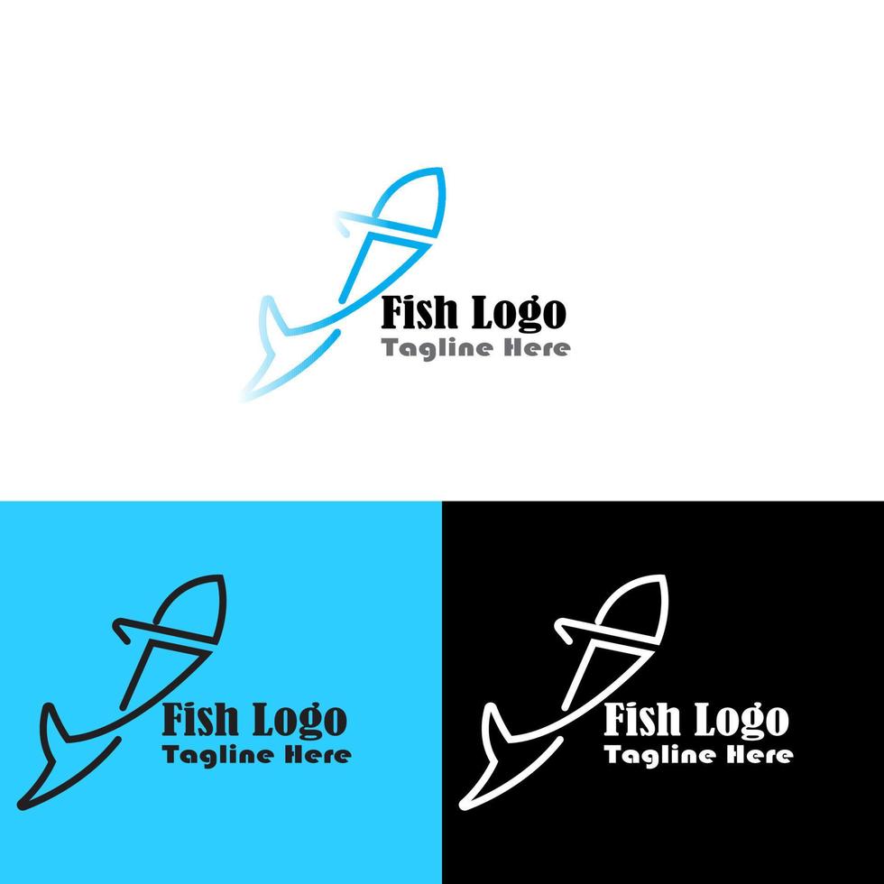 peixe simples com logotipo de ícone de várias opções vetor