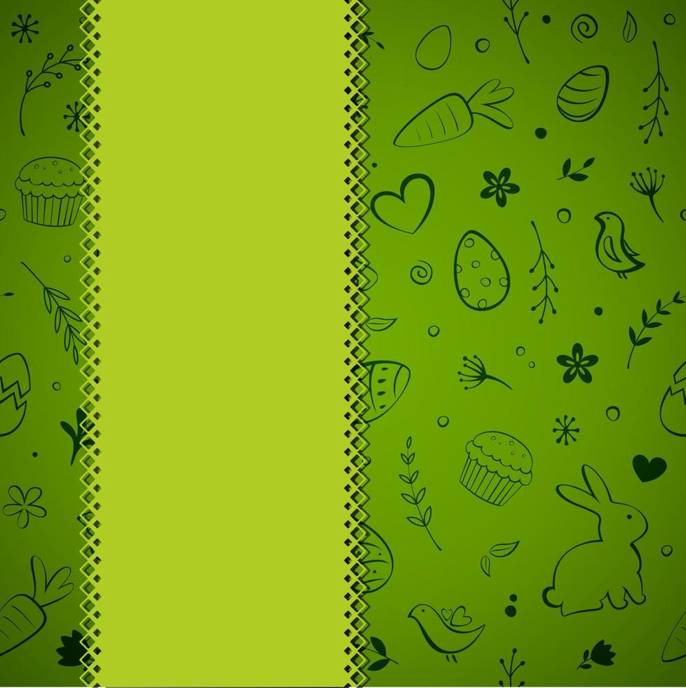 cartão de saudação sem costura padrão de páscoa em fundo verde vetor