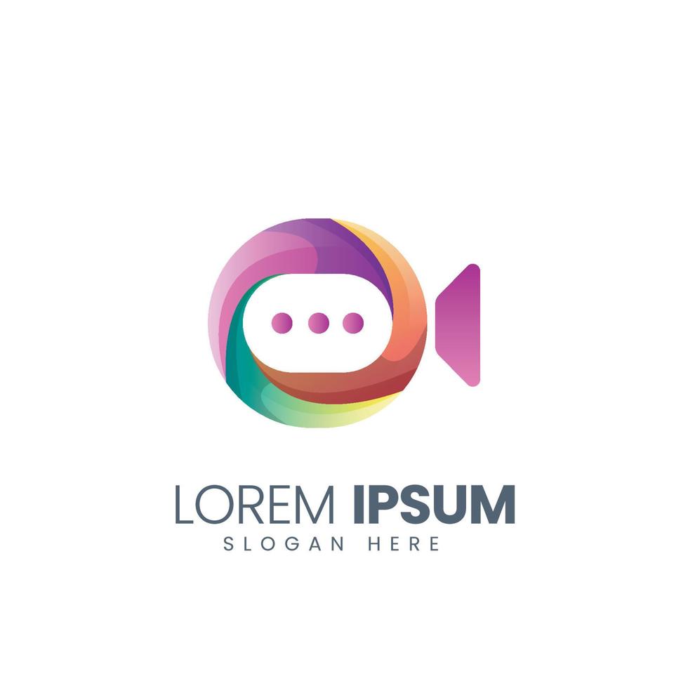 logotipo de vídeo colorido de vídeo gráfico vetorial moderno bom para logotipo de tecnologia, logotipo de reunião, logotipo de bate-papo, logotipo da empresa, logotipo fictício, logotipo de conferência, etc vetor